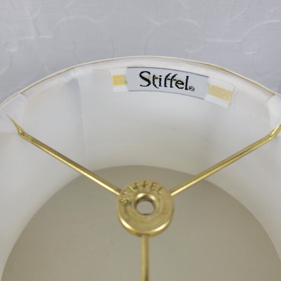 Vintage Stiffel Table Lamp White Porcelain Gold Leaf MCM Retro Hollywood Regency - Picture 16 of 16